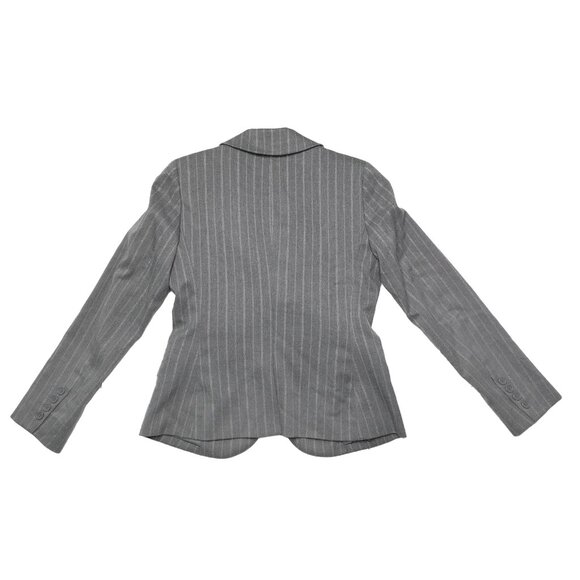 New York & Co Pinstripe Blazer Jacket Grey Silver Single Breasted Peak Lapel - Picture 6 of 14